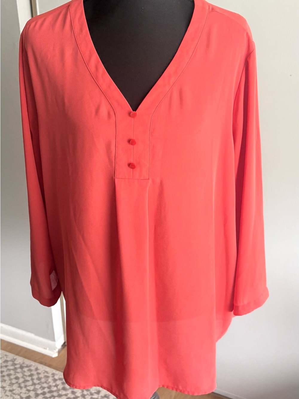 Van Heusen Coral V-Neck Button-Front Tunic